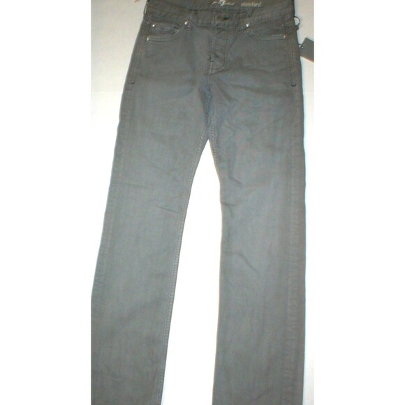 New NWT Mens 7 for all Mankind 28 30 X 33 Gray Standard Straight Leg Distressed - Picture 3 of 10